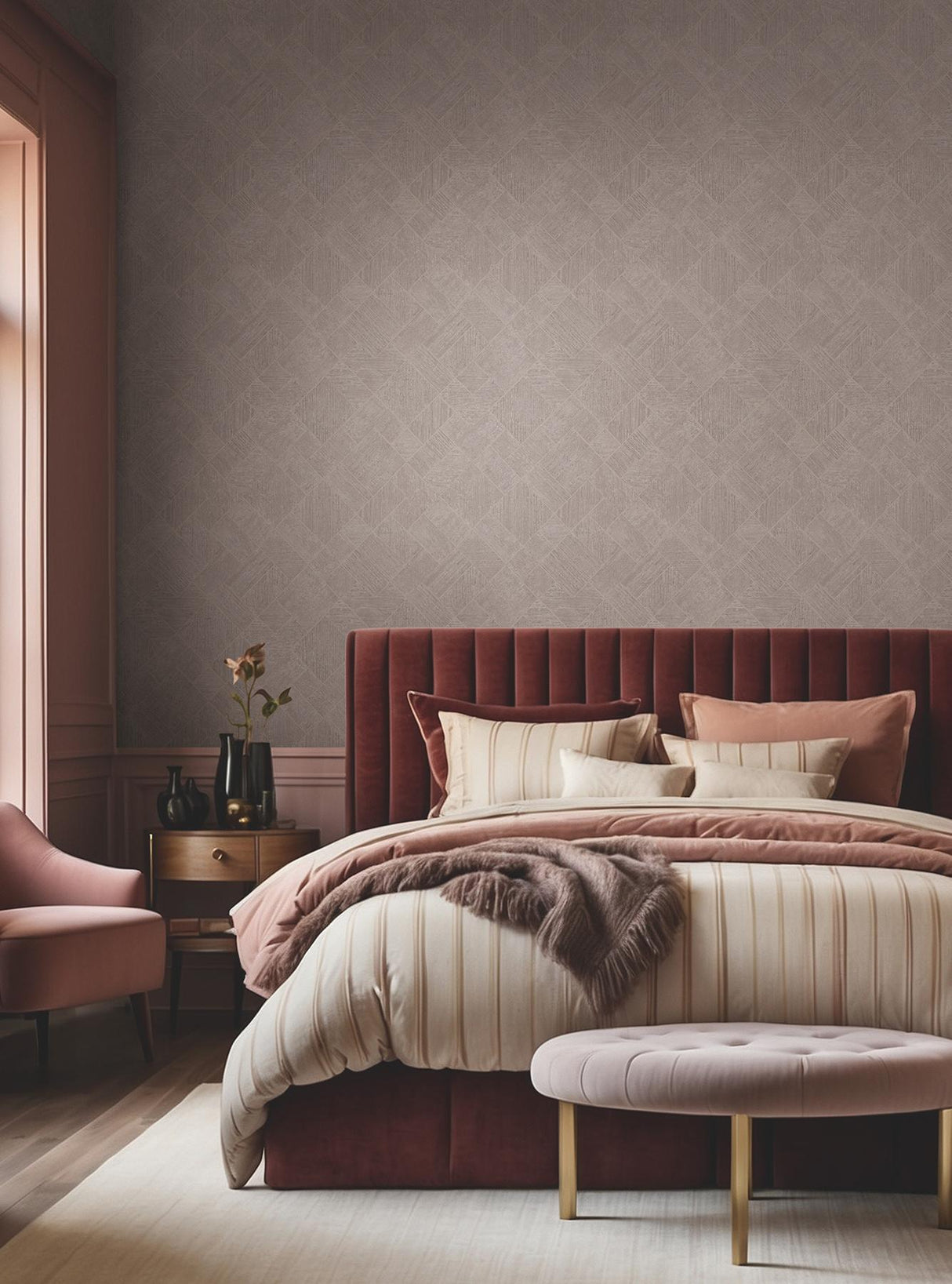 Antonina Vella Marquetry Grey Wallpaper