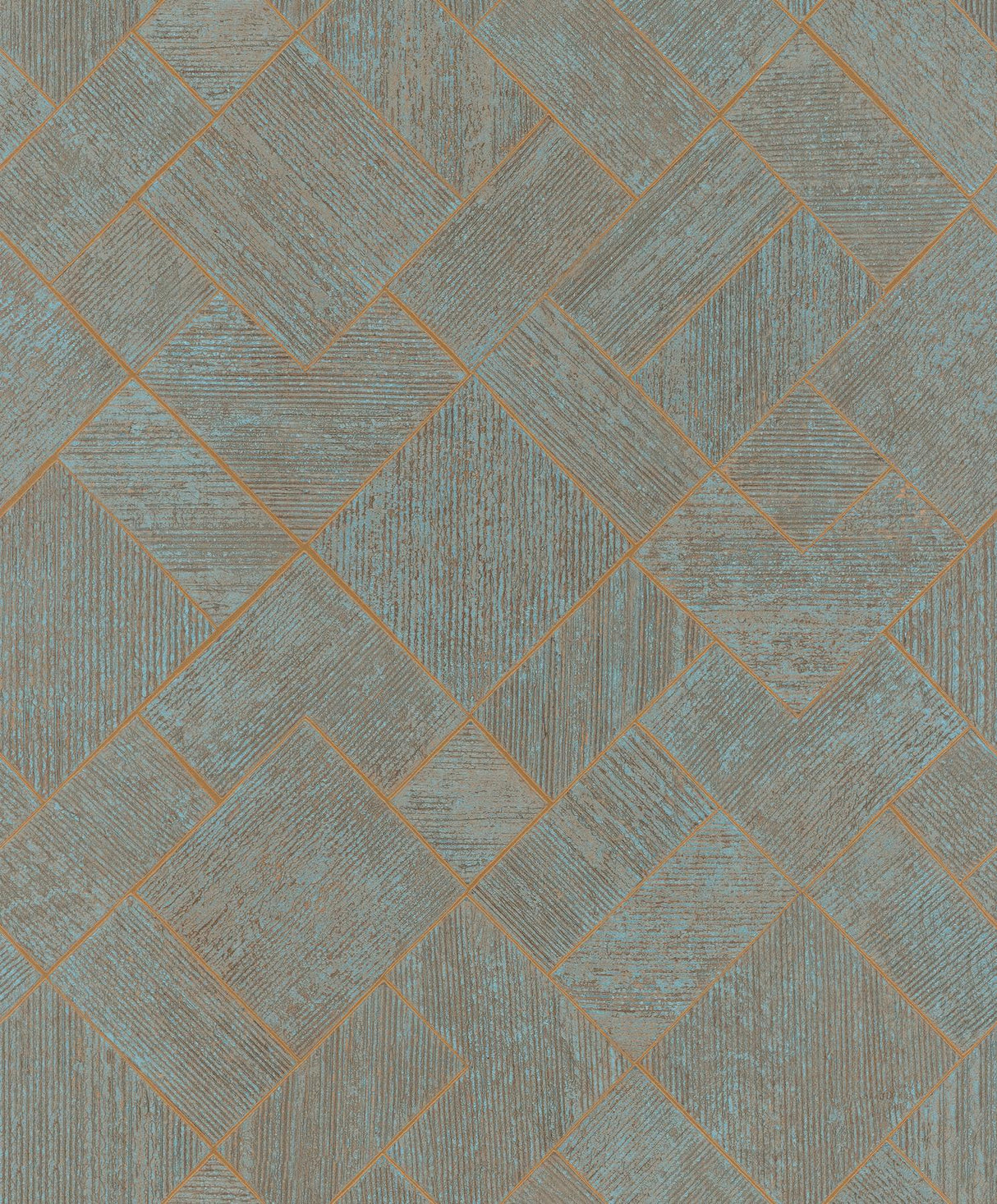 Antonina Vella Marquetry Teal Wallpaper