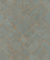 Antonina Vella Marquetry Teal Wallpaper