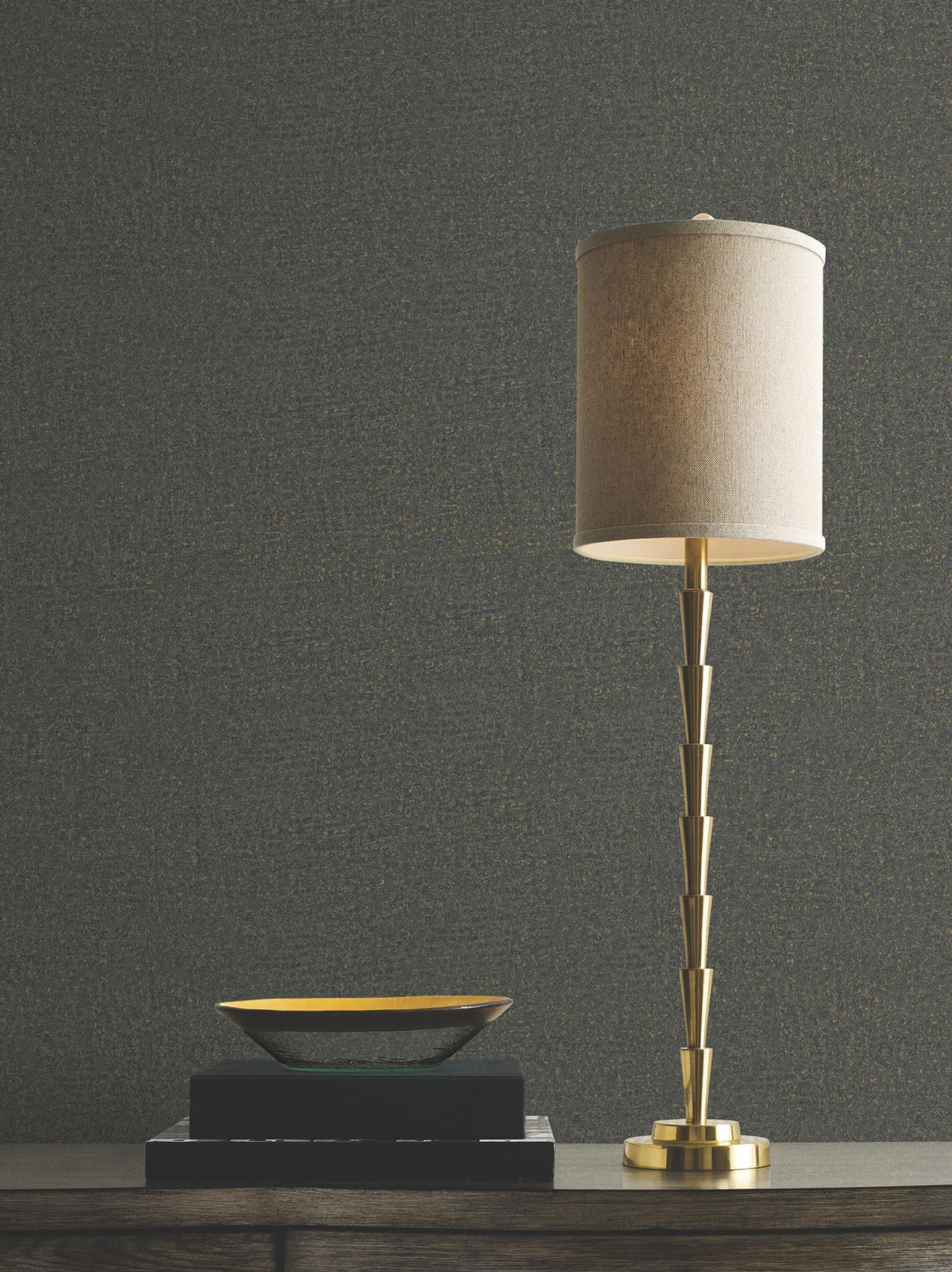 Antonina Vella Garden Stone Charcoal Wallpaper