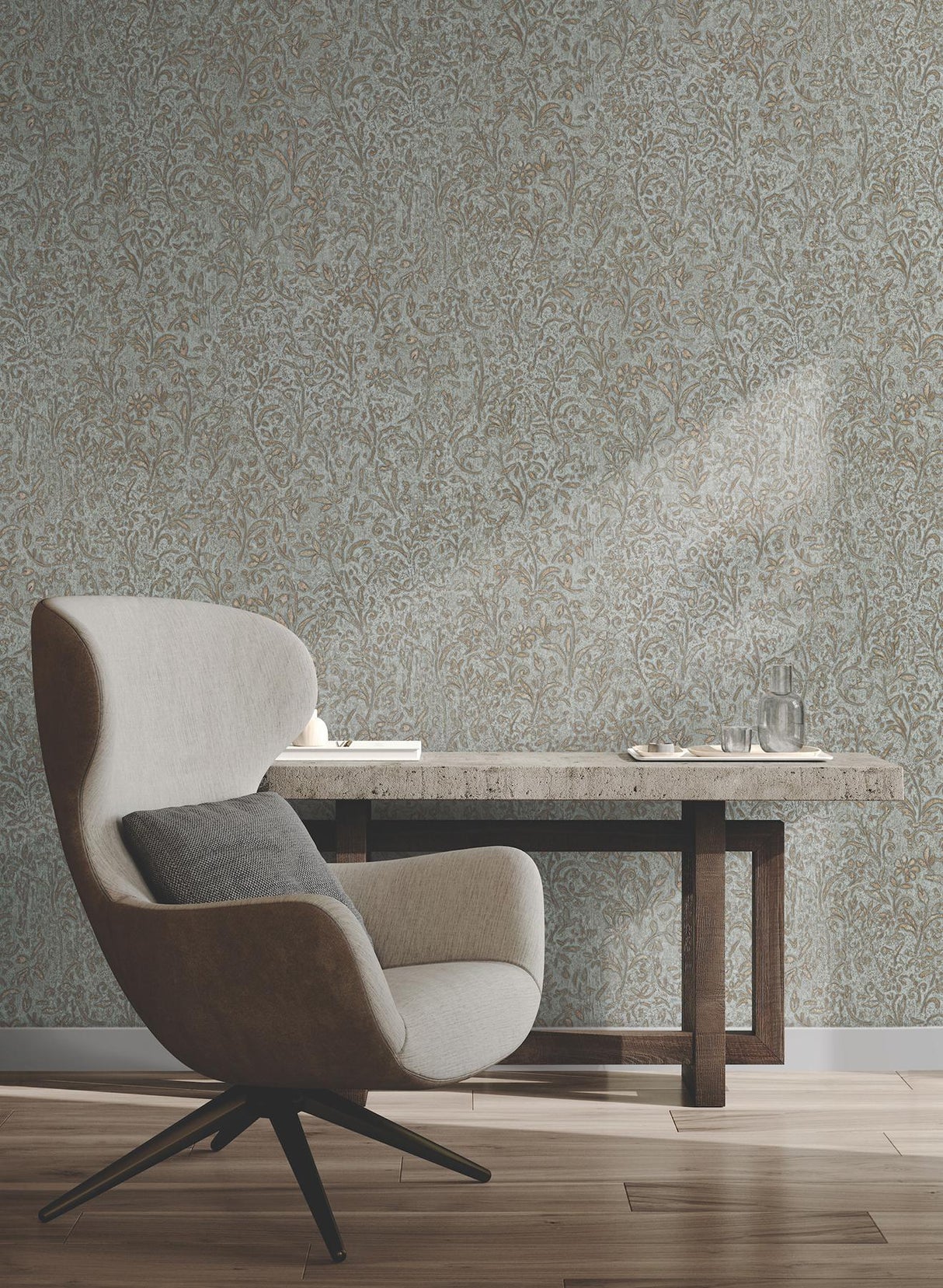 Antonina Vella Sculpted Floral Gold Wallpaper