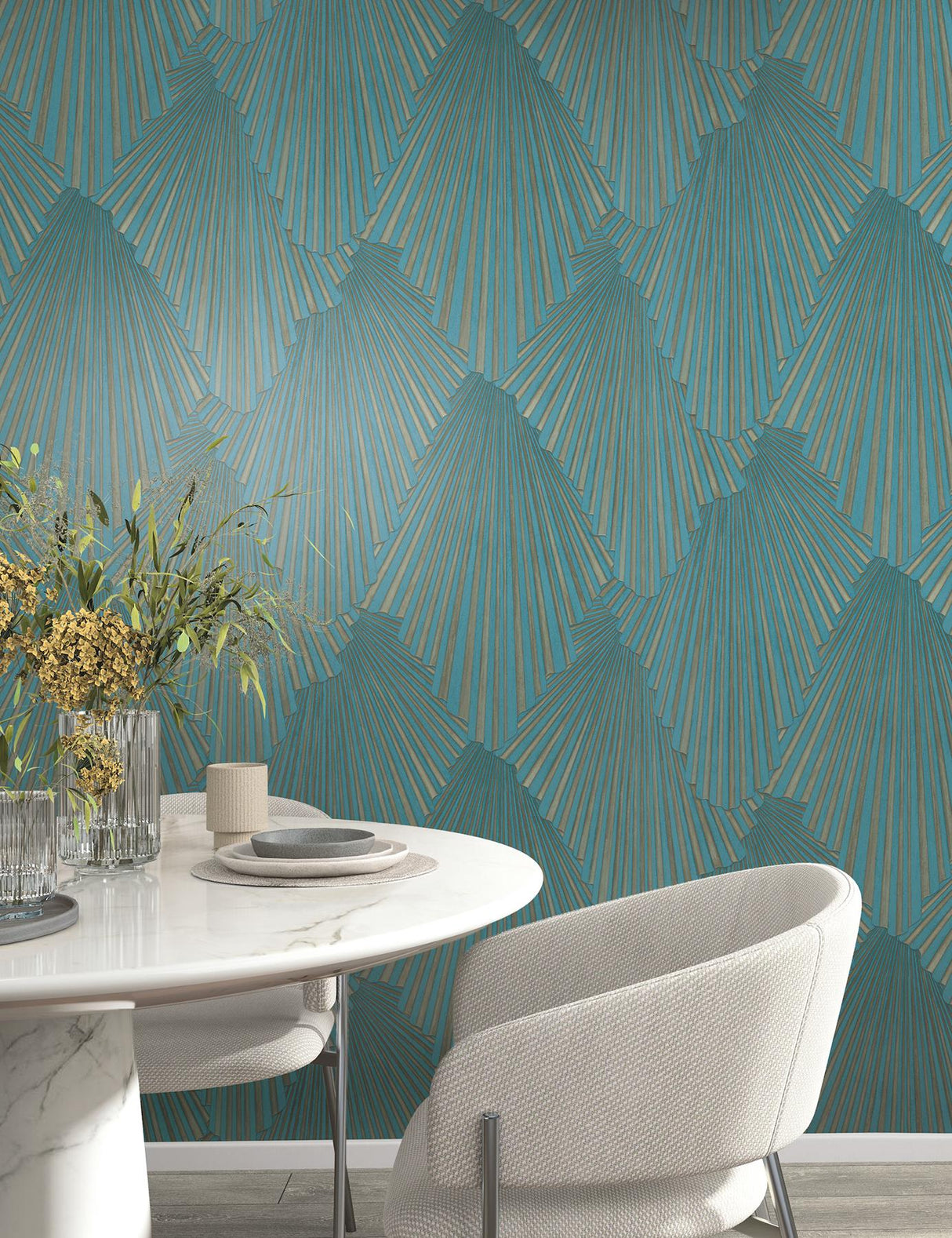 Antonina Vella Lumiere Teal Wallpaper