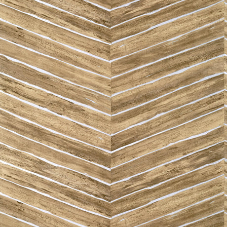 Thibaut Wood Herringbone Wide Width Natural On Metallic Silver Wallpaper
