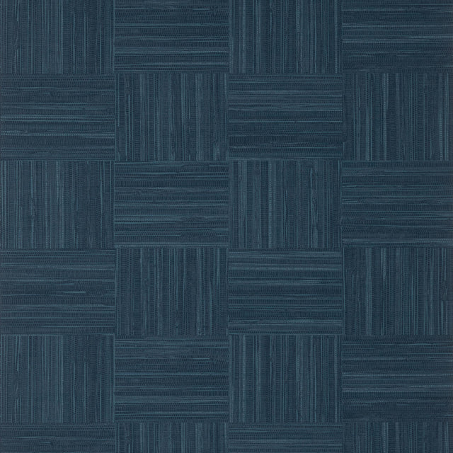 Thibaut Bayshore Basket Wide Width Navy Wallpaper