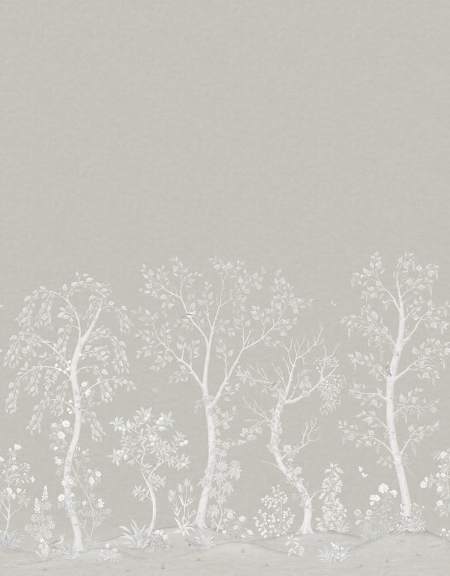 Cole & Son SEASONAL WOODS METALLIC PLATINUM Wallpaper