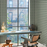 Schumacher X Backdrop Puntini Sisal Seaglass Wallpaper