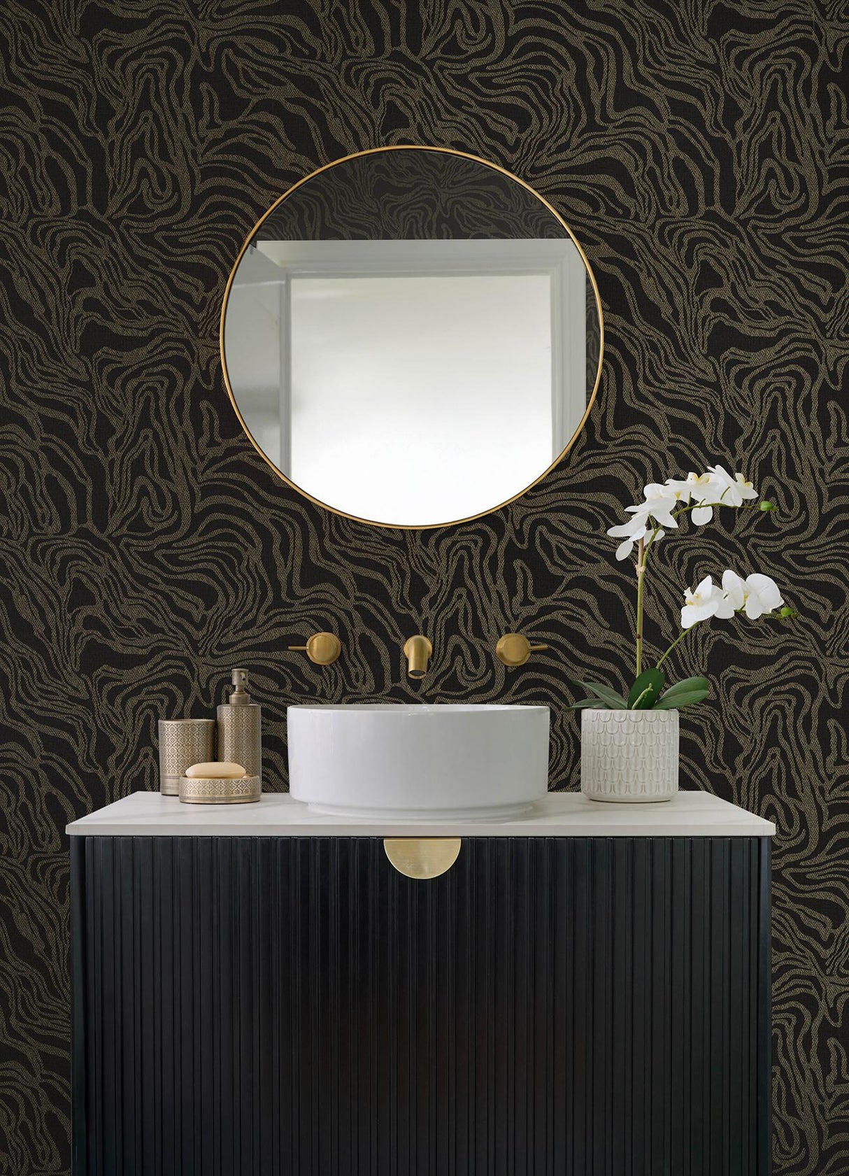 A-Street Prints Drew & Jonathan Home Fifth Edition Massar Black Wallpaper