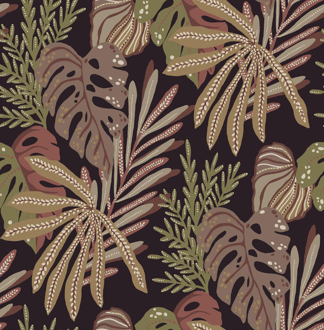 A-Street Prints Drew & Jonathan Home Fifth Edition Alocasia Burgundy Wallpaper