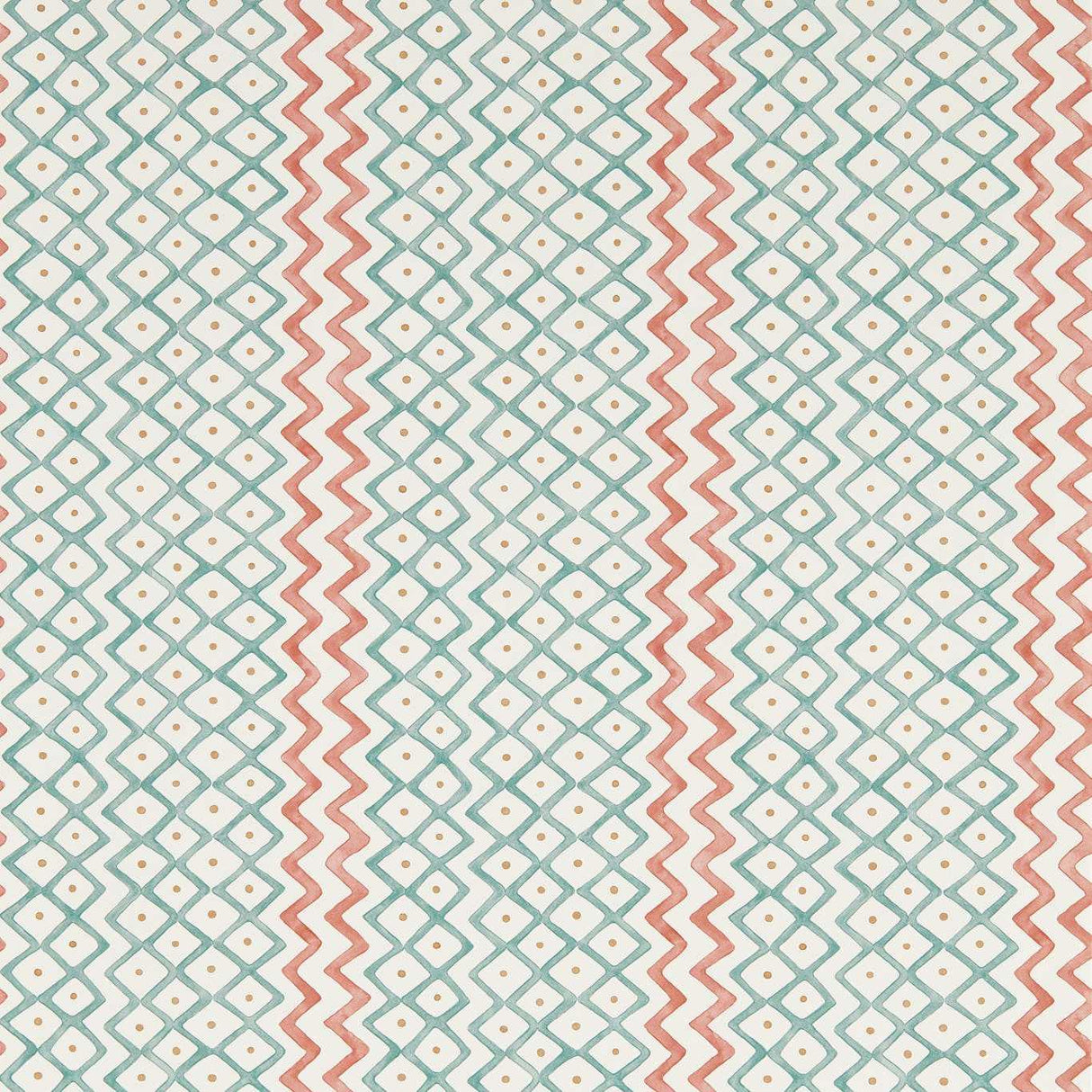 Sanderson Khes Udaipur Blue/Aleppo Pepper Wallpaper