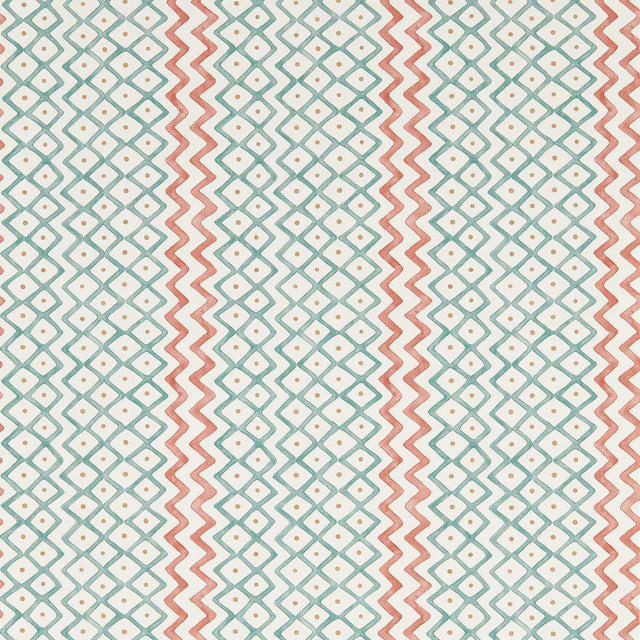 Sanderson Khes Udaipur Blue/Aleppo Pepper Wallpaper