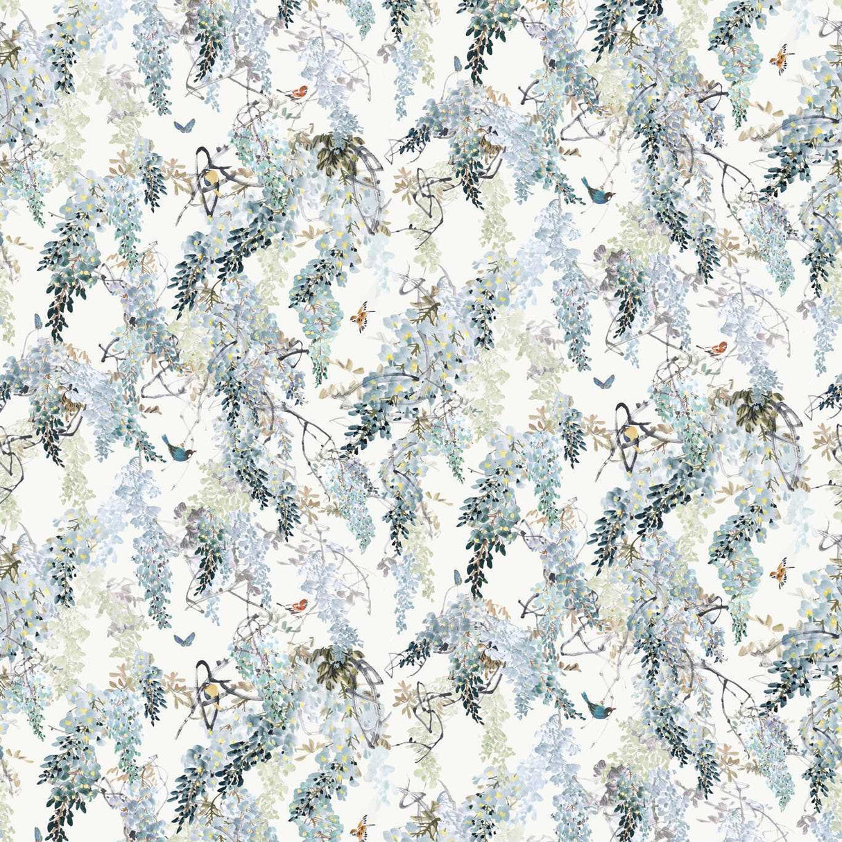 Sanderson Wisteria Falls WP Aqua Wallpaper