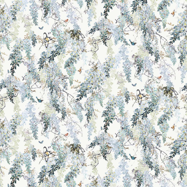 Sanderson Wisteria Falls WP Aqua Wallpaper