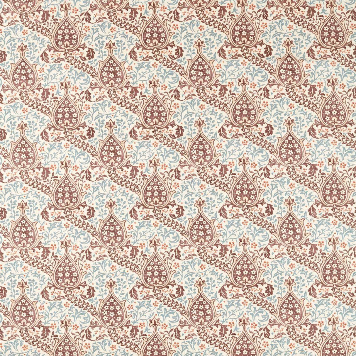 Morris & Co Persian Tulip Umber/Mineral Blue Fabric