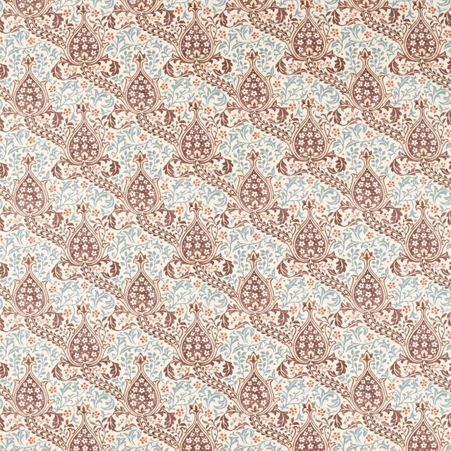 Morris & Co Persian Tulip Umber/Mineral Blue Fabric