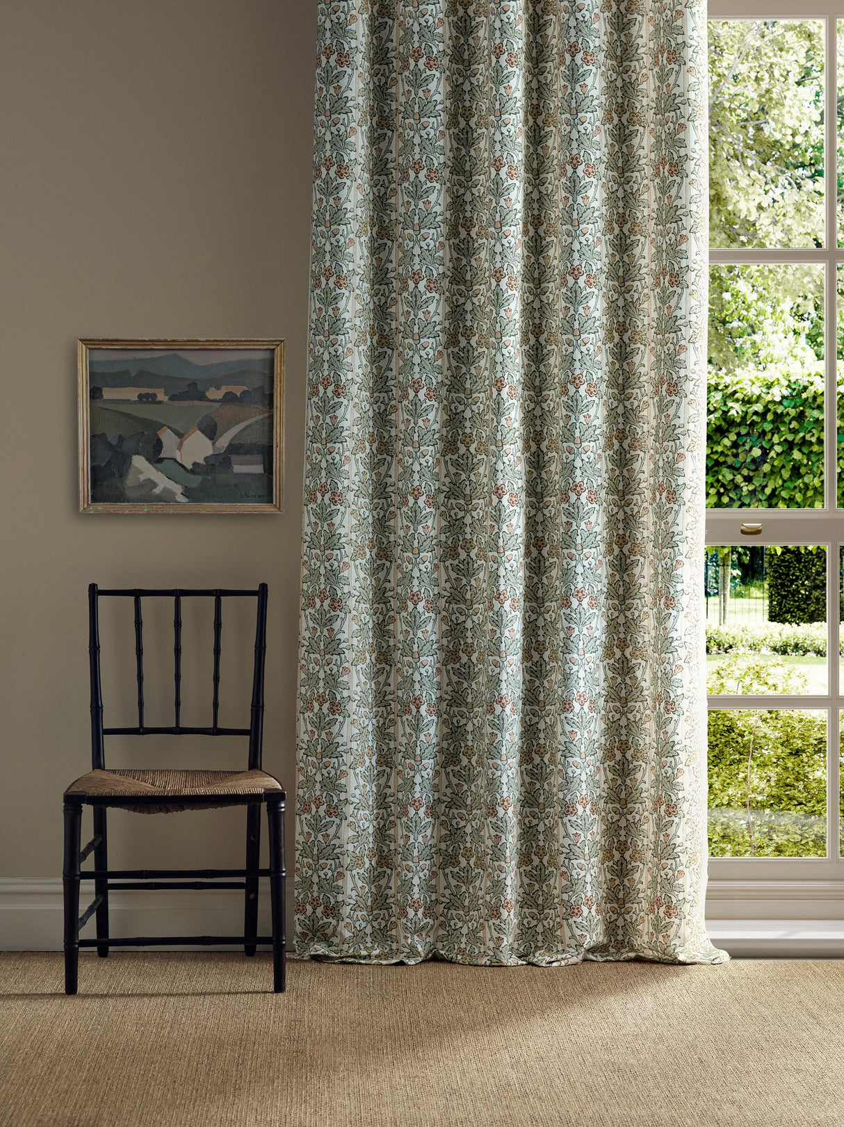 Morris & Co Oak & Blossom Chestnut/Primrose Fabric
