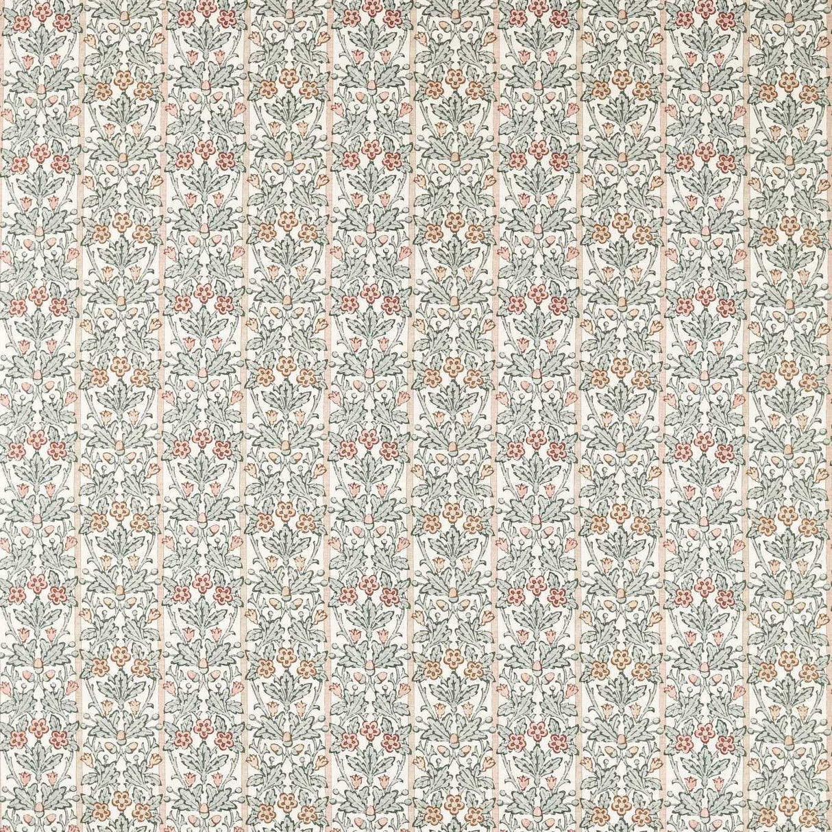 Morris & Co Oak & Blossom Umber/Mineral Blue Fabric