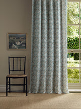 Morris & Co Oak & Blossom Umber/Mineral Blue Fabric