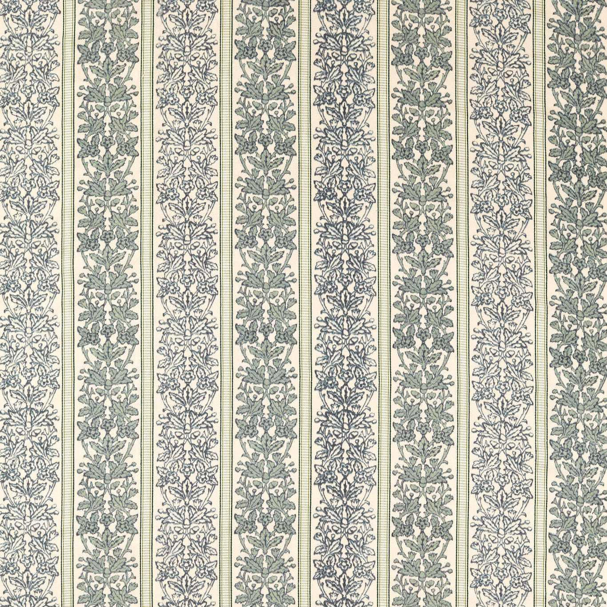 Morris & Co Oak & Blossom Weave Green/Indigo Fabric