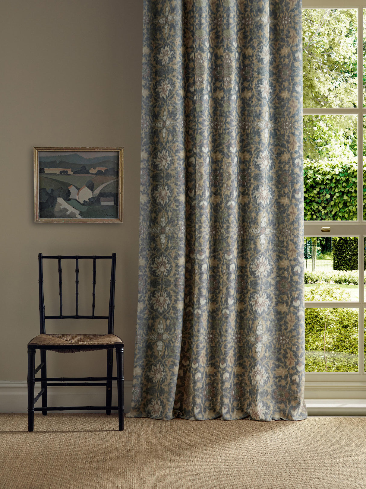 Morris & Co Wilton Warp Print Indigo Fabric