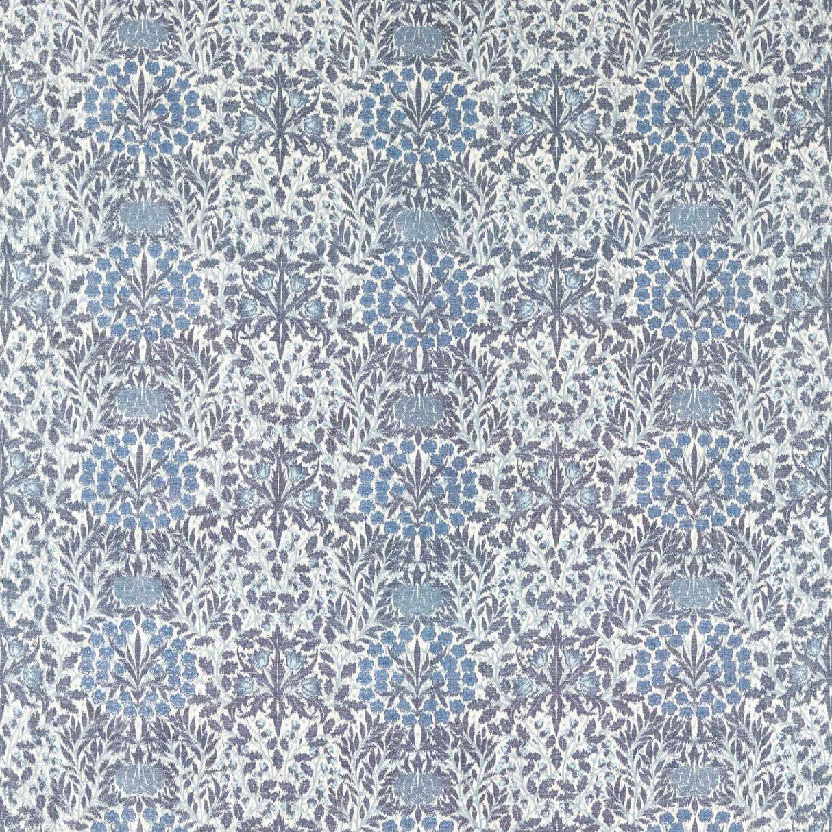 Morris & Co Daisy & Oak Warp Print Indigo Fabric