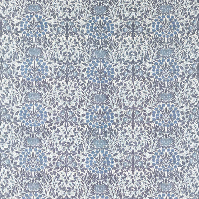 Morris & Co Daisy & Oak Warp Print Indigo Fabric