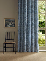 Morris & Co Daisy & Oak Warp Print Indigo Fabric