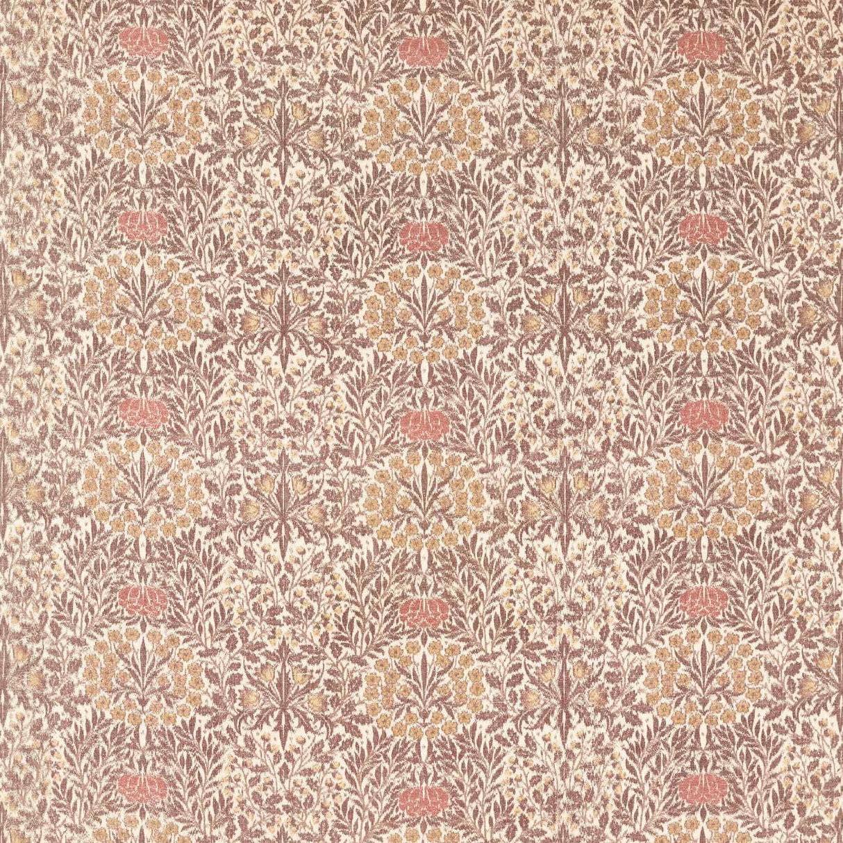 Morris & Co Daisy & Oak Warp Print Chestnut/Primrose Fabric