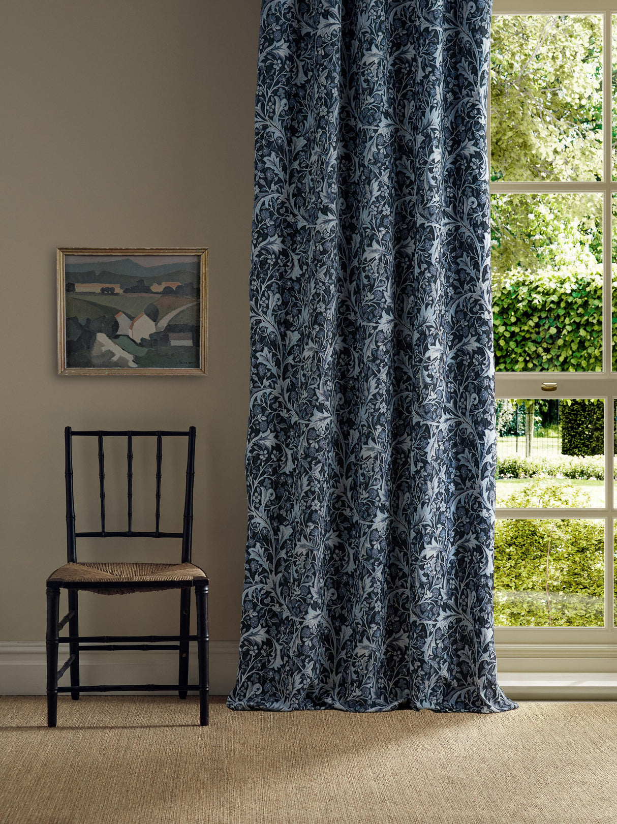 Morris & Co Clover & Vine Weave Indigo Fabric