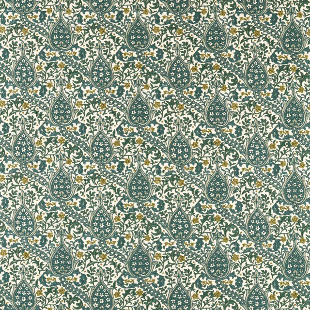 Morris & Co Persian Tulip Embroidery Evergreen Fabric