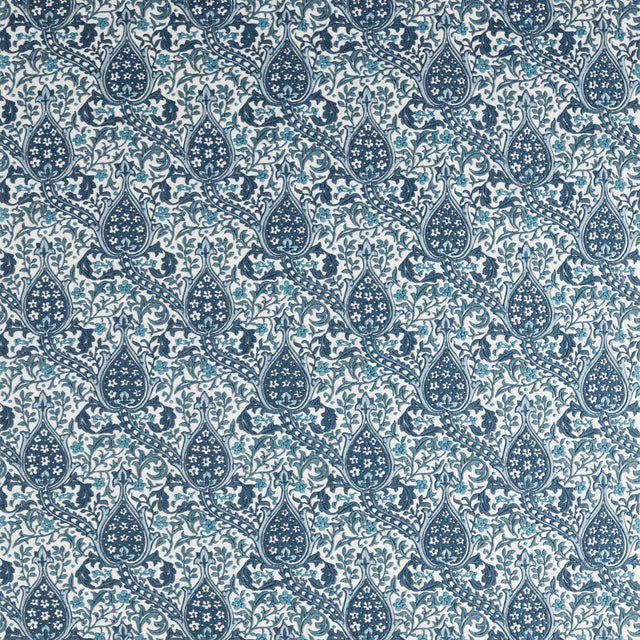 Morris & Co Persian Tulip Embroidery Indigo Fabric