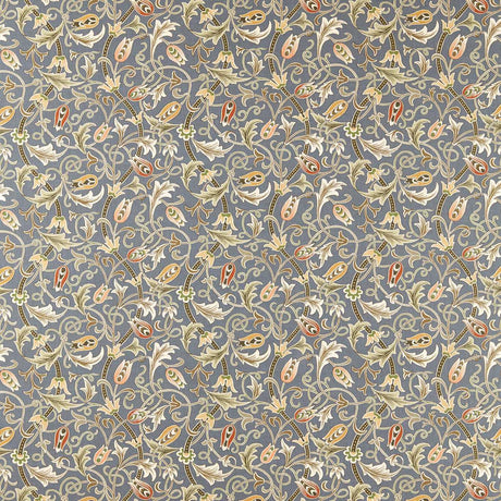 Morris & Co Scrolling Tulip Slate/Apricot Fabric