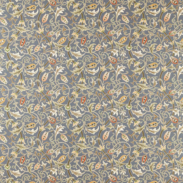 Morris & Co Scrolling Tulip Slate/Apricot Fabric