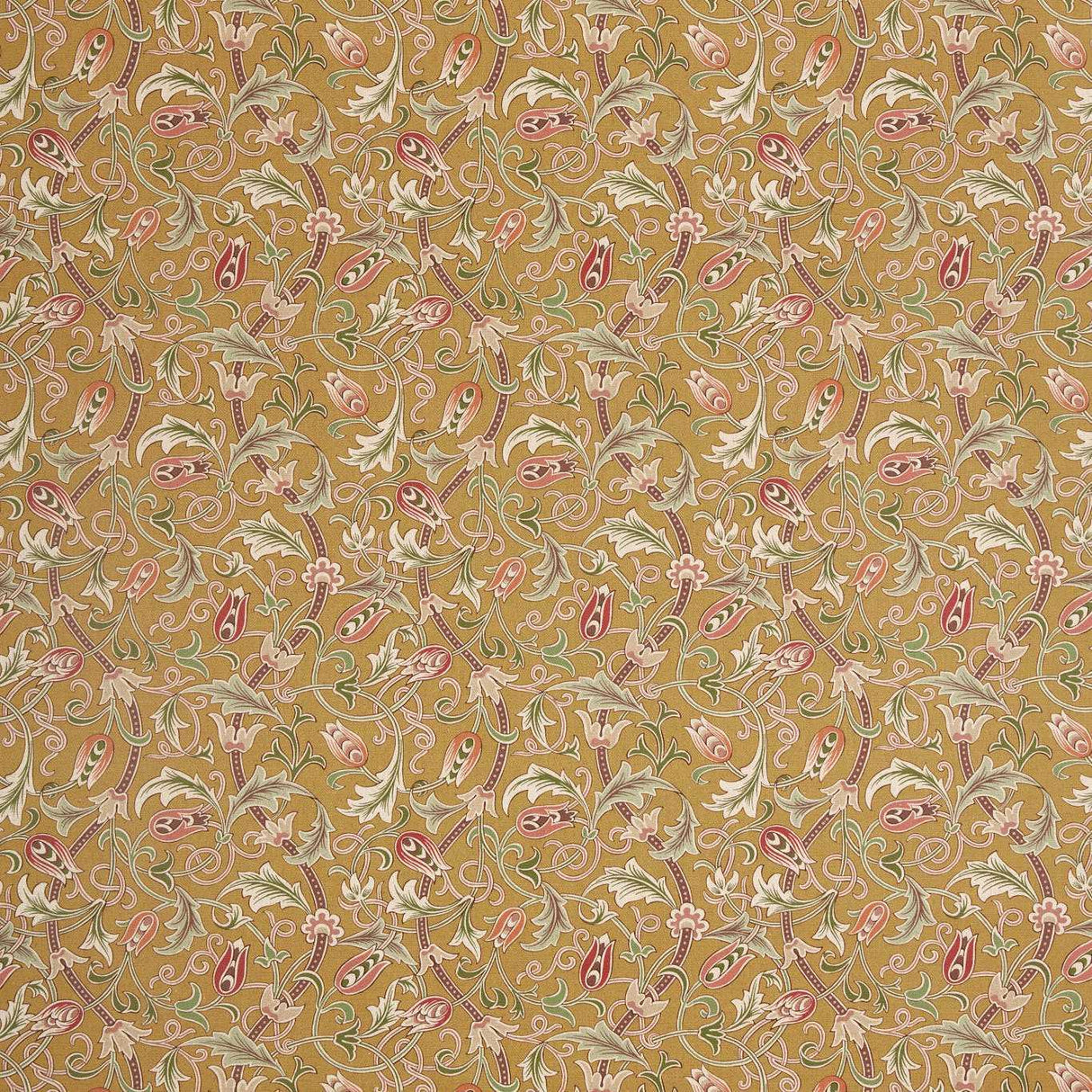 Morris & Co Scrolling Tulip Gold Fabric