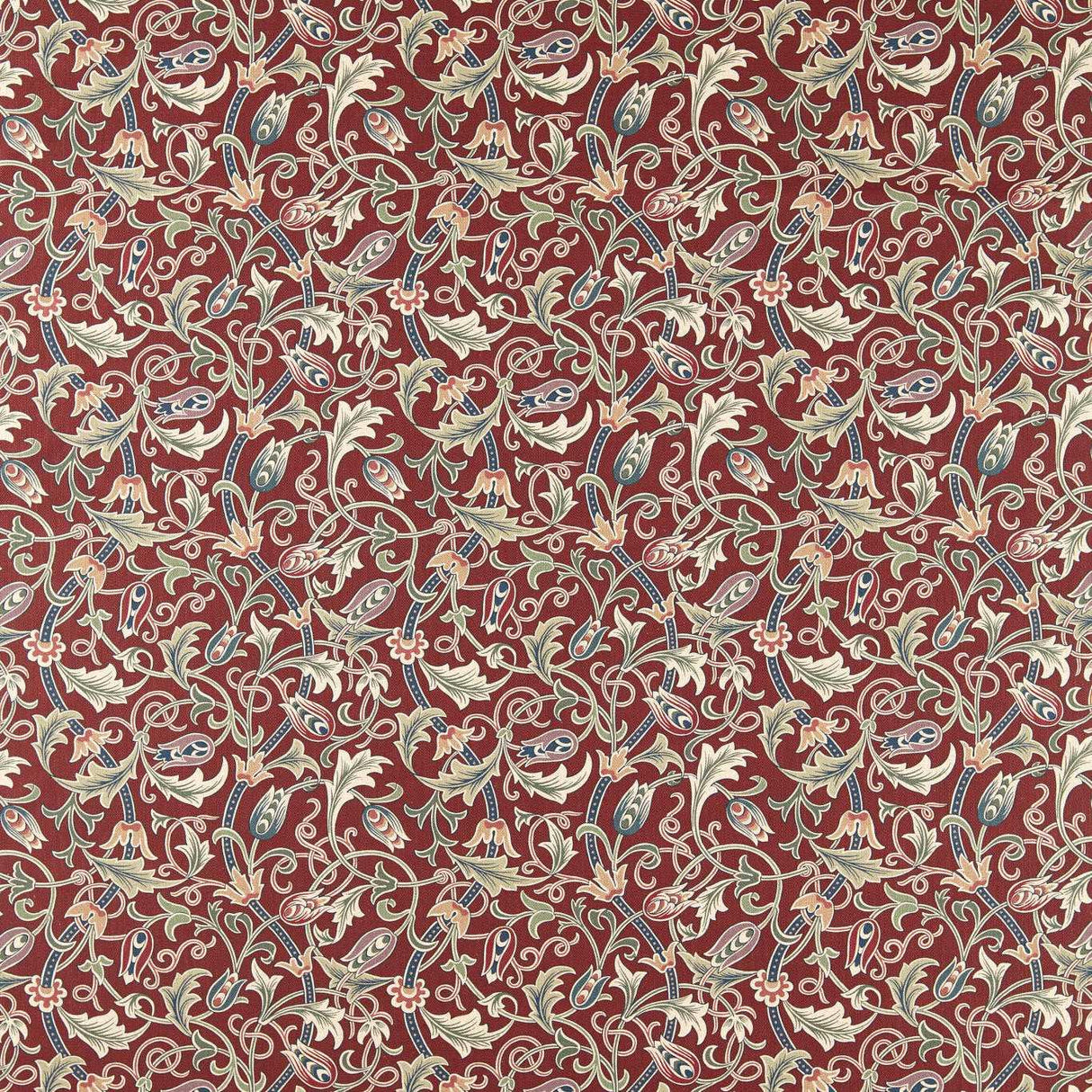 Morris & Co Scrolling Tulip Plum Fabric