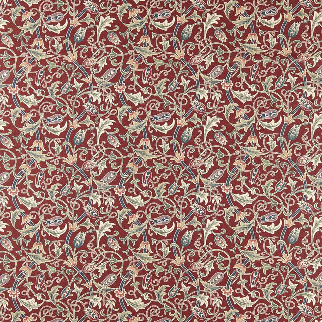 Morris & Co Scrolling Tulip Plum Fabric