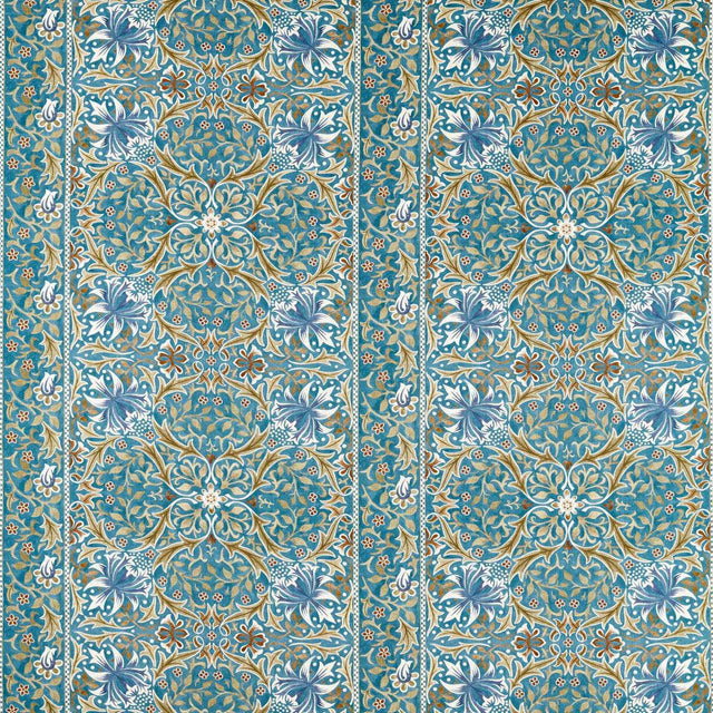 Morris & Co Walthamstow Teal/Ochre Fabric