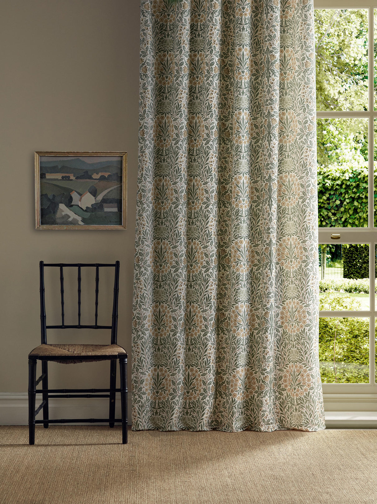 Morris & Co Daisy & Oak Thyme/Weld Fabric