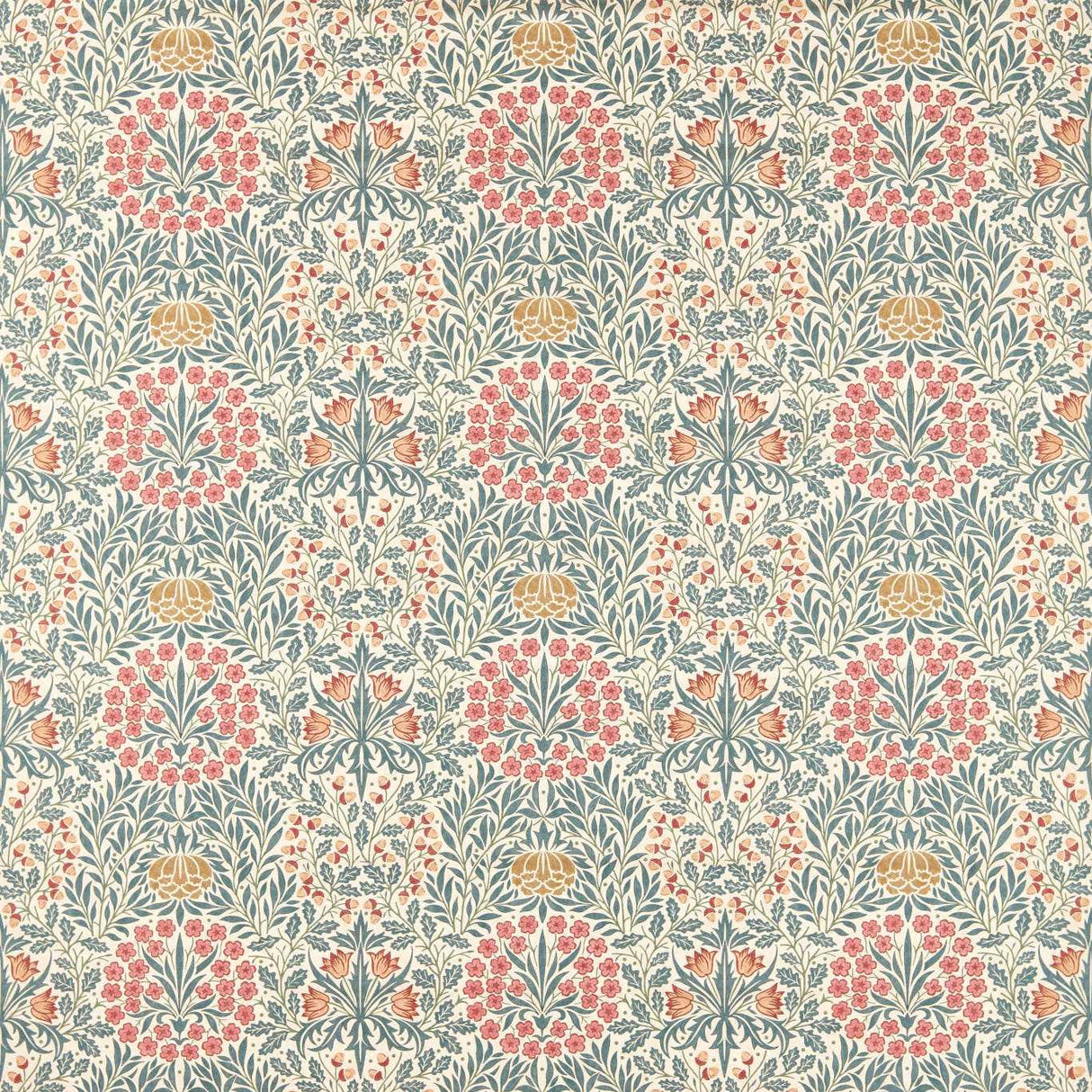 Morris & Co Daisy & Oak Madder/Teal Fabric