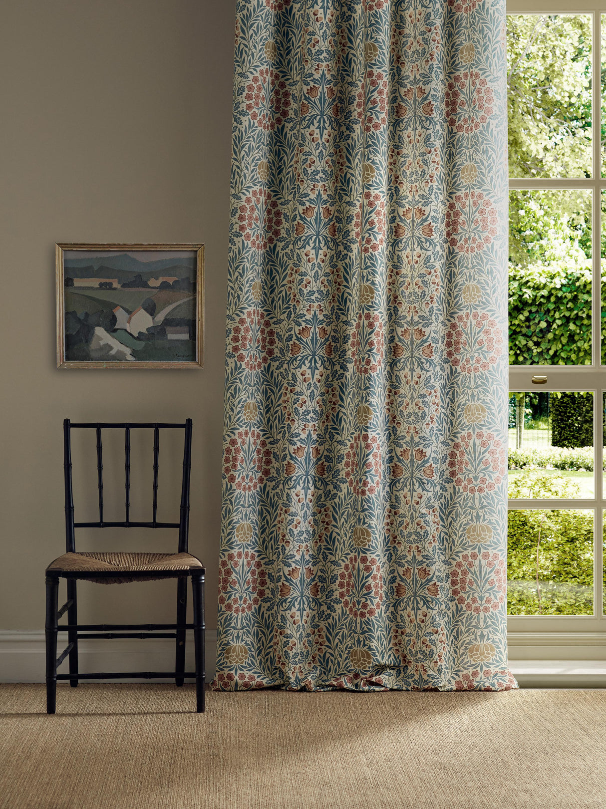 Morris & Co Daisy & Oak Madder/Teal Fabric