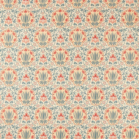 Morris & Co Iris & Rose Indigo/Crimson Fabric