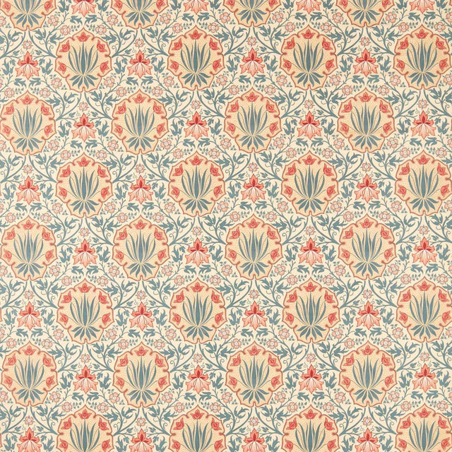 Morris & Co Iris & Rose Indigo/Crimson Fabric