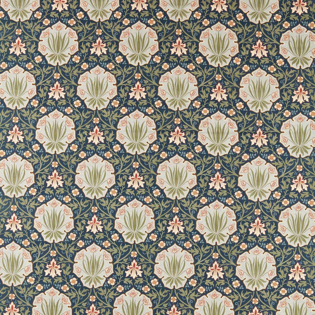 Morris & Co Iris & Rose Indigo/Thyme Fabric