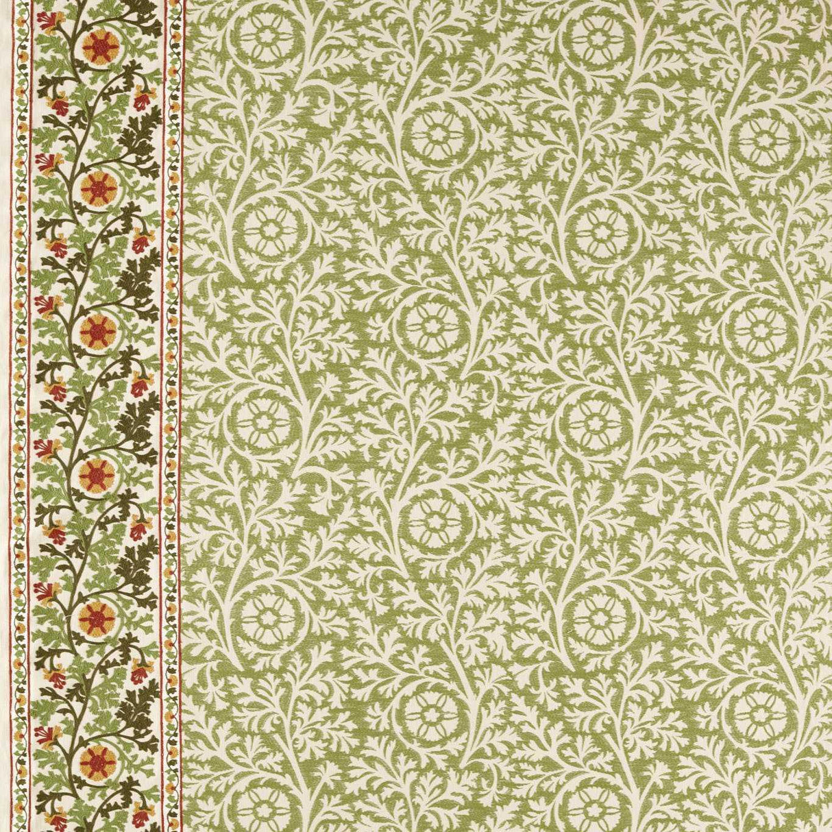 Morris & Co Chamomile Embroidery Forest Fabric