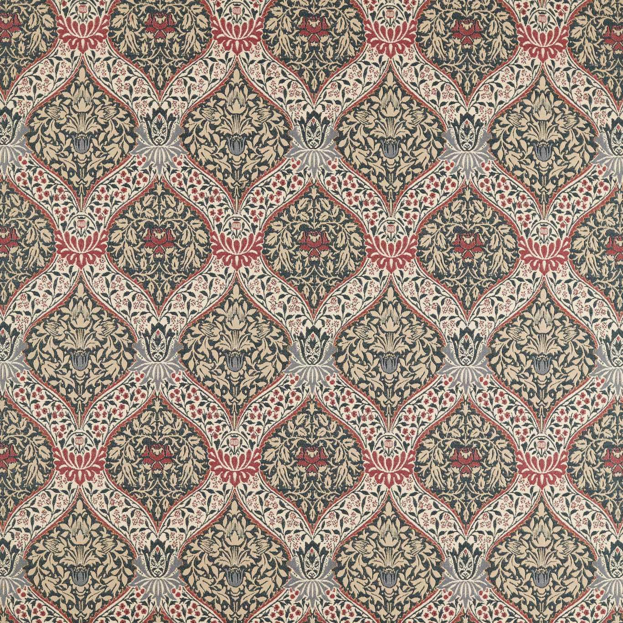 Morris & Co Norbury Weave Slate/Plum Fabric