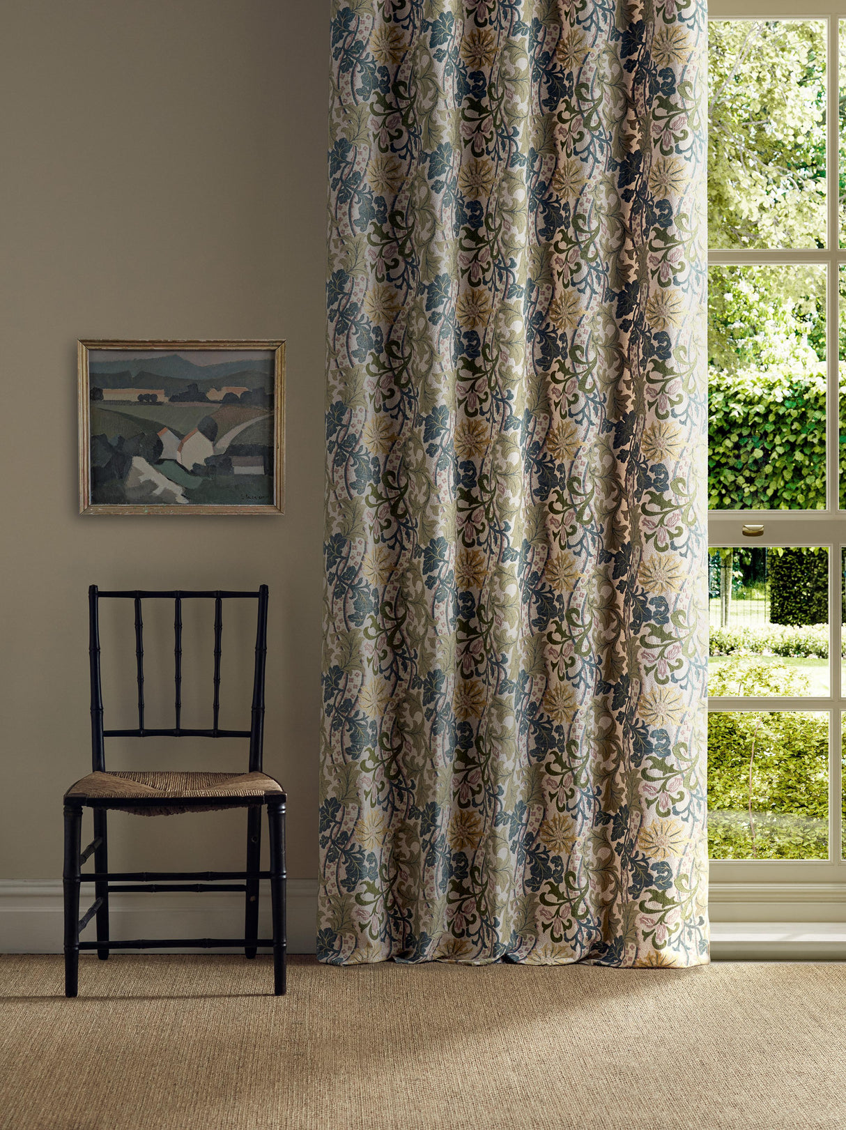 Morris & Co Cornflower Embroidery Lemon/Nettle Fabric