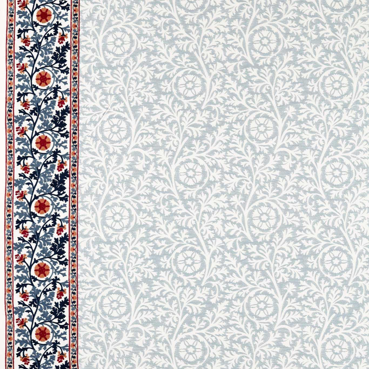 Morris & Co Chamomile Embroidery Woad Fabric