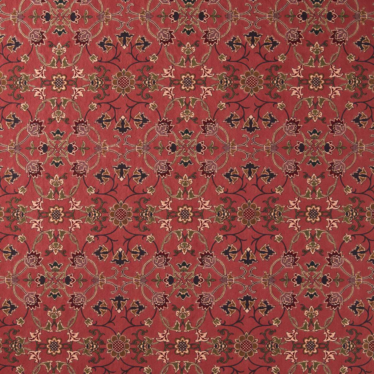 Morris & Co Persian Scroll Embroidery Plum Fabric