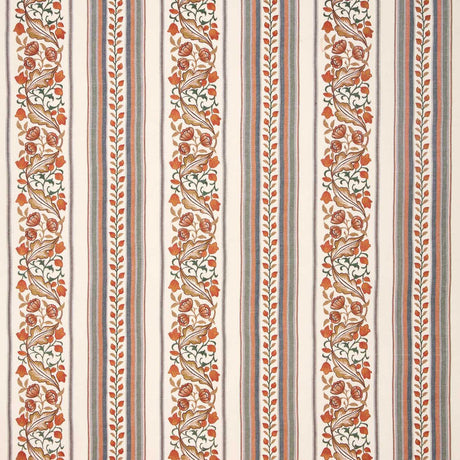 Morris & Co Bluebell & Peony Embroidery Russet/Forest Fabric