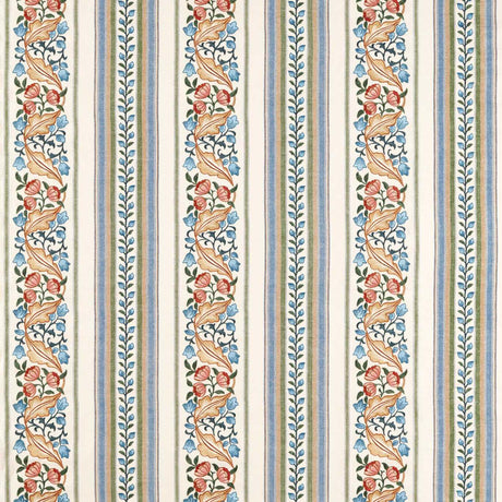 Morris & Co Bluebell & Peony Embroidery Rose/Woad Fabric