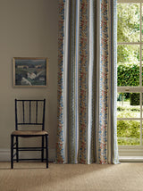 Morris & Co Bluebell & Peony Embroidery Rose/Woad Fabric